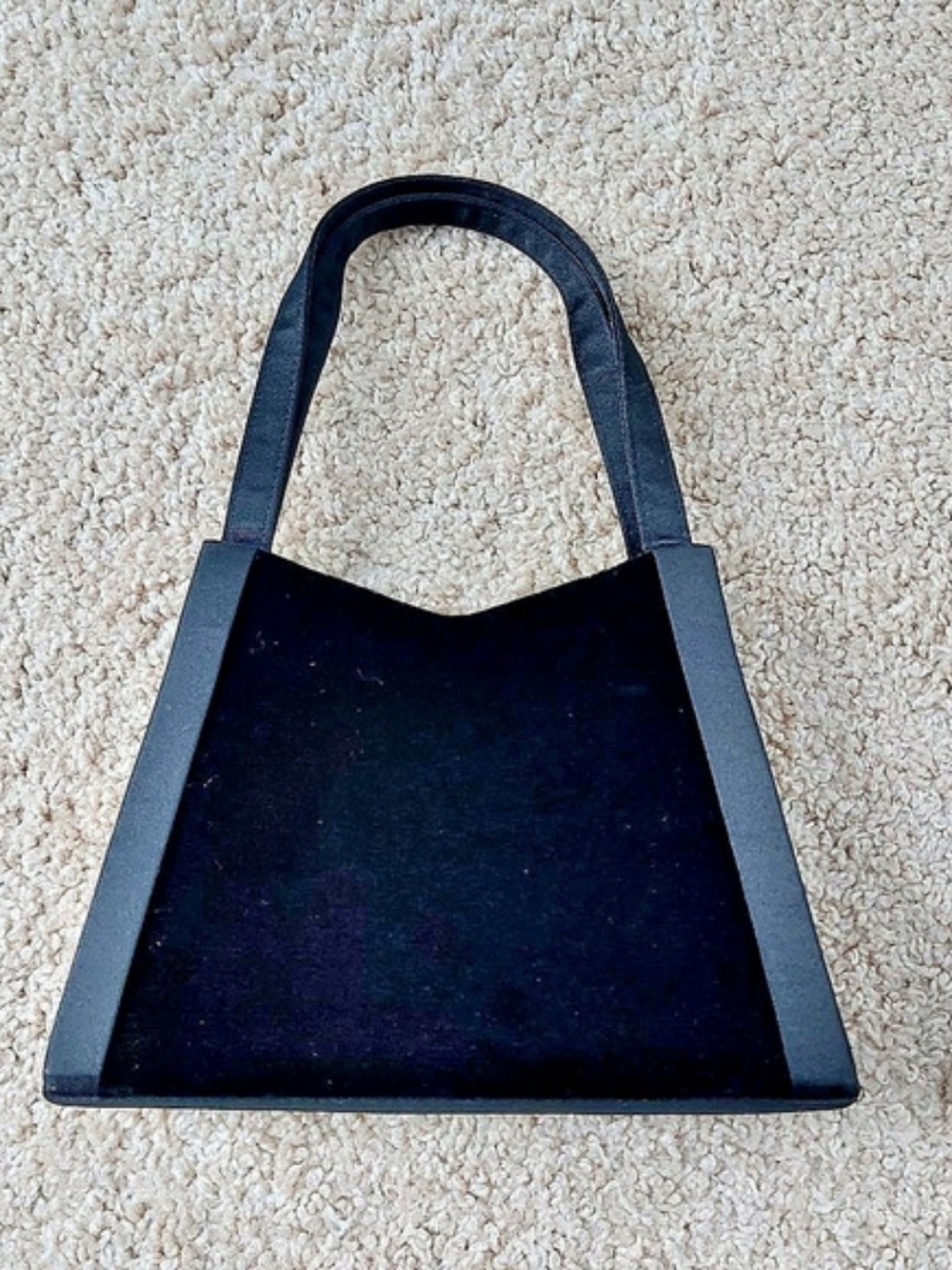 Indeed Black Suede and Satin Evening Mini Bag Minimalist Structured Purse